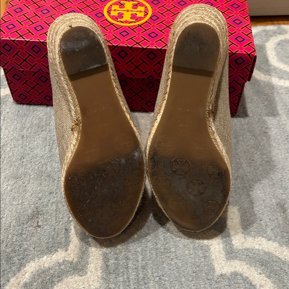 Tory Burch Beige Wedge Espadrilles - Picture 3 of 7
